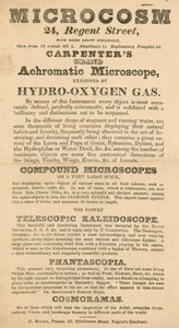 Werbung für die Microcosm-Ausstellung in der Regent Street 24, London von English School