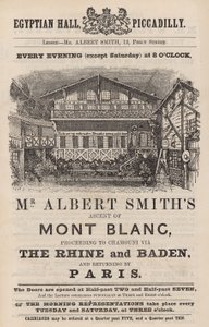 Werbung für den Auftritt von Mr. Albert Smith in der Egyptian Hall von English School