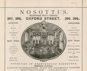 Werbung für Nosottis Möbelgeschäft, 397-399 Oxford Street von English School