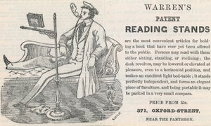 Werbung für Warrens Patent-Leseständer von English School