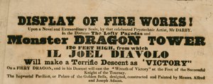 Anzeige für ein Feuerwerk, Vauxhall Gardens, London von English School