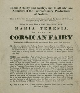Werbung für einen Auftritt von Madame Maria Teresia, die korsische Fee von English School