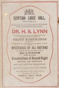 Werbung für den Auftritt von Dr. H. S. Lynn in der Egyptian Hall von English School