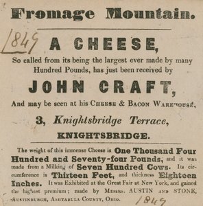 Werbung für die Ausstellung eines Käses namens Fromage Mountain von English School