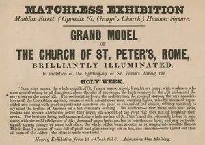 Werbung für die Ausstellung eines Modells der Kirche St. Peter, Rom von English School