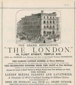 Anzeige für das Grand Restaurant The London, 191 Fleet Street, Temple Bar von English School