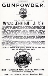Werbung für Schießpulver von Messrs. John Hall & Son (Lithografie) von English School