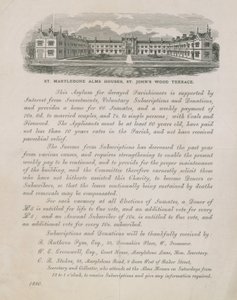 Anzeige für St Marylebone Armenhäuser von English School