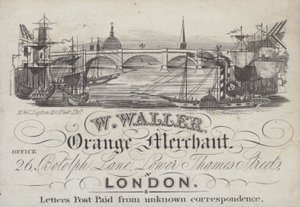 Werbung für W Waller, Orangenhändler, London von English School