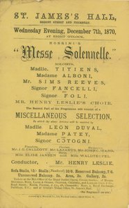 Werbung für eine Aufführung von Rossinis Messe Solennelle von English School