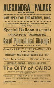Werbung für die Saison 1898 im Alexandra Palace von English School