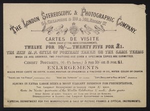 Werbung für die London Stereoscopic and Photographic Company von English School