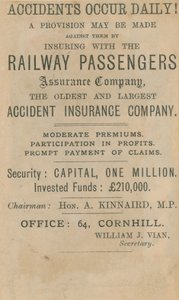 Werbung für die Railway Passenger Assurance Company von English School