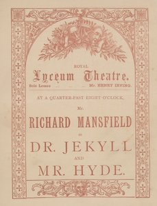 Werbekarte für das Lyceum Theatre, Dr Jekyll und Mr Hyde mit Richard Mansfield von English School