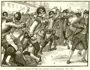 Schlägerei in Boston zwischen Soldaten und Seilherstellern von English School