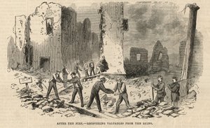Nach dem Feuer - Wertgegenstände aus den Ruinen bergen von English School