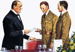 Alcock und Brown erhalten einen Preis von Winston Churchill von English School