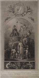 Allegorie der Stadt London mit Staatsschwert und Stadtcharta (Lithographie)