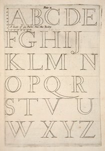 Alphabet-Musterblatt, veröffentlicht 1683, Gravur von English School