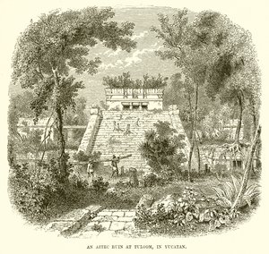 Eine aztekische Ruine in Tuloom, Yucatan von English School