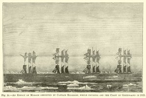 Ein Effekt der Fata Morgana, beobachtet von Kapitän Scoresby, während er 1822 vor der Küste Grönlands kreuzte von English School