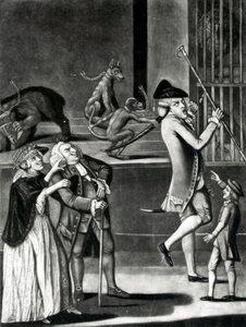 Eine Ausstellung von Wildtieren oder der Macaroni in Not, 1774 von English School