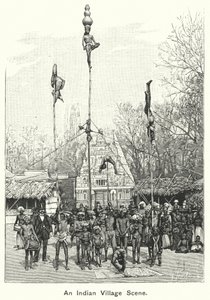 Eine indische Dorfszene (Gravur) von English School