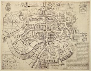 Alter Stadtplan von Bristol und seinen Vororten, gedruckt, koloriert und verkauft von Robert Walton