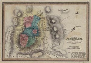 Das antike Jerusalem mit dem Land Moriah (Farbstich) von English School