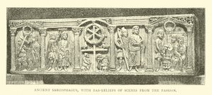 Antiker Sarkophag mit Basreliefs von Szenen aus der Passion von English School