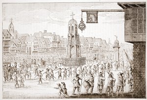 Alte Ansicht von Cheapside, aus La Serres Entree de la Revne Mere du Roy, zeigt die Prozession von Maria von Medici von English School