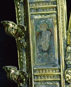 Engel, der eine Kesselpauke spielt, Detail vom Krummstab von William of Wykeham (ca. 1320-1404)