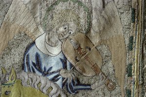Engel, der die Bratsche spielt (Detail) von English School