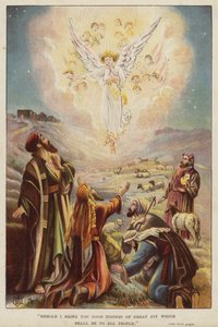 Engel verkündet den Hirten die Geburt Jesu Christi von English School