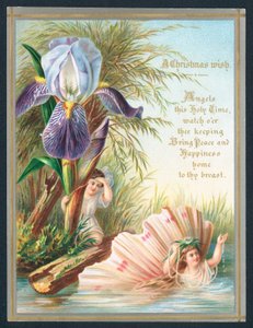 Engel und Schwertlilie, Weihnachtskarte von English School