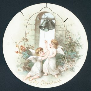 Engel läuten Glocken, Weihnachtskarte von English School