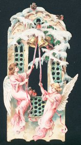 Engel läuten Glocken, Weihnachtskarte von English School