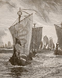 Anlaff betritt den Humber, Illustration aus Cassells Illustrierter Geschichte Englands von English School