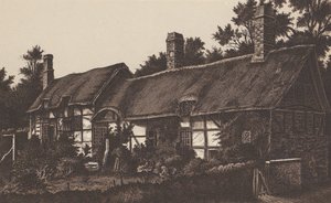 Anne Hathaways Cottage, Stratford on Avon (Lithografie) von English School