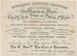 Jubiläumsdinner für die Wohltätigkeitsinstitution der Gouvernanten, 1875 von English School