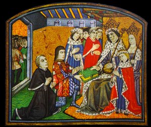 Anthony Woodville, Earl Rivers, überreicht die Diktate und Sprüche der Philosophen seinem Schwager Edward IV. von English School