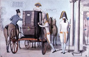 Erwartung oder Besuch der Königin Sarah in Bushy, veröffentlicht 1830 (Farbstich) von English School