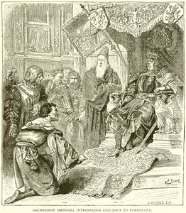 Erzbischof Mendoza stellt Kolumbus Ferdinand vor von English School