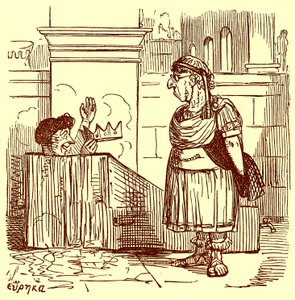 Archimedes nimmt ein warmes Bad, Illustration aus Die komische Geschichte Roms von Gilbert Abbott a Beckett, veröffentlicht um 1850 von English School