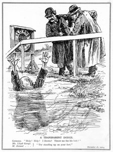 Aristide Briand und Lloyd George verspotten das ertrinkende Deutschland, Dezember 1921 von English School