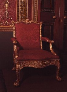 Sessel, entworfen von Robert Adam, ausgeführt von Thomas Chippendale, 1764