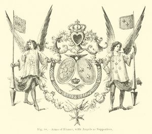 Wappen von Frankreich, mit Engeln als Unterstützer von English School