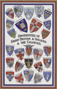 Wappen der Universitäten von Großbritannien, Irland und den Kolonien von English School