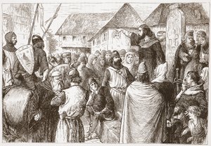 Arnold von Brescia predigt, Illustration aus Die Geschichte des Protestantismus von James Aitken Wylie, veröffentlicht 1878