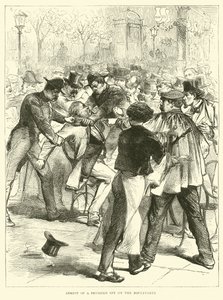 Verhaftung eines preußischen Spions auf den Boulevards, September 1870 von English School